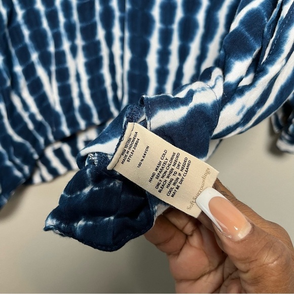 Soft Surroundings Women Top Large Blue Geometric Art‎ Tunic Lagenlook Popoer - Picture 10 of 10